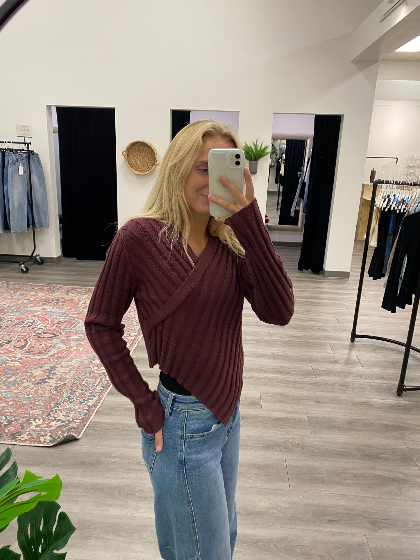 Long Sleeve Asymmetrical Hem Line Sweater