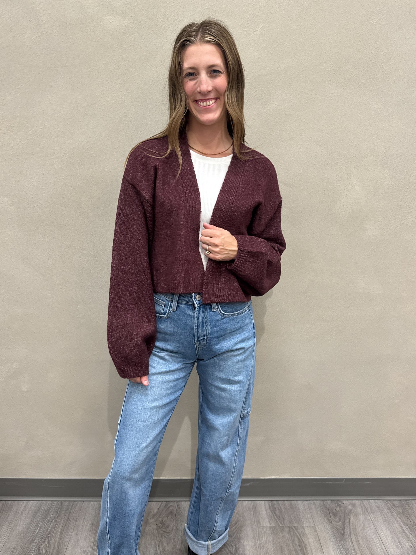 Cropped Open Cardigan