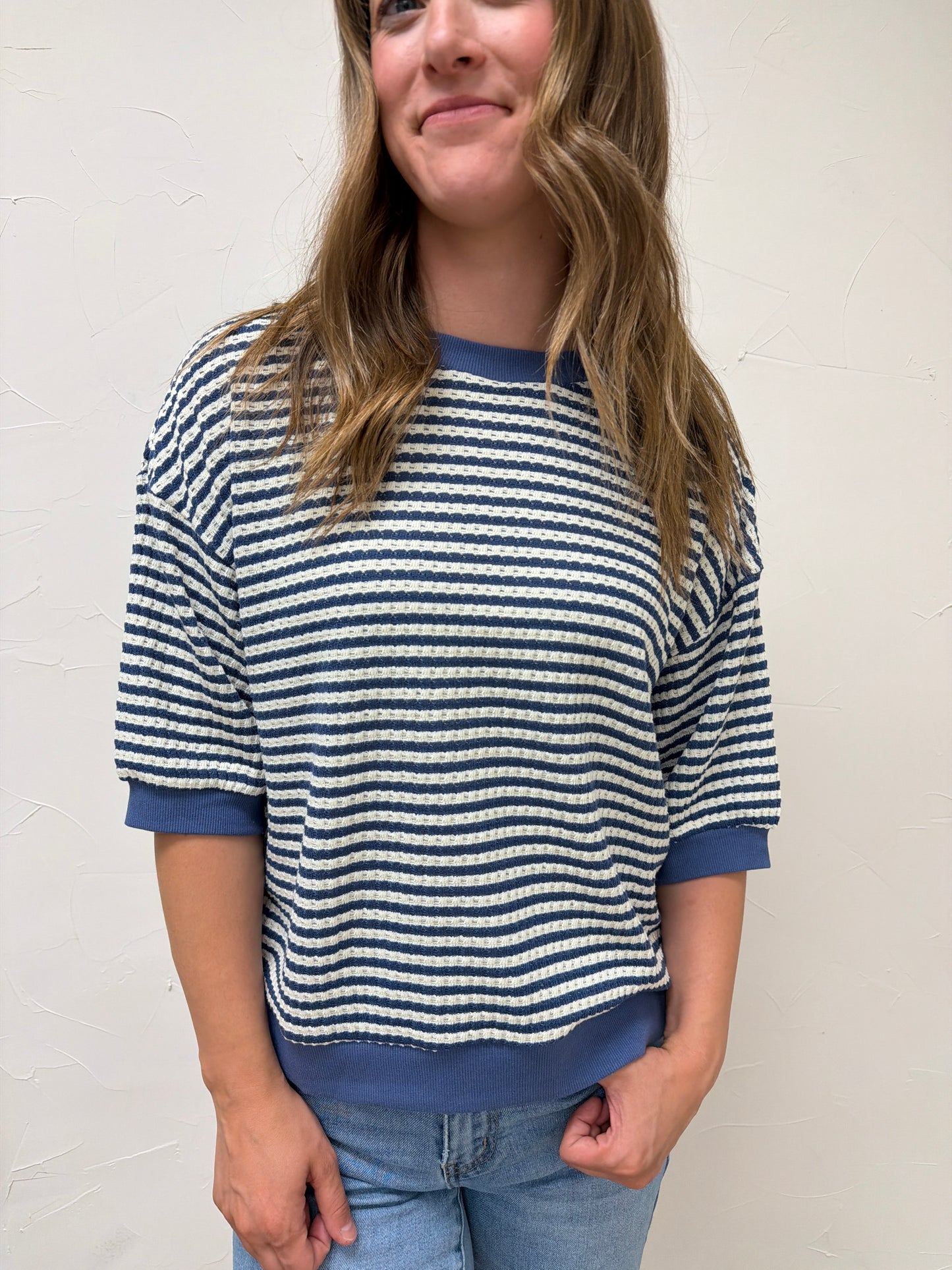 Textured Stripe Knit Top