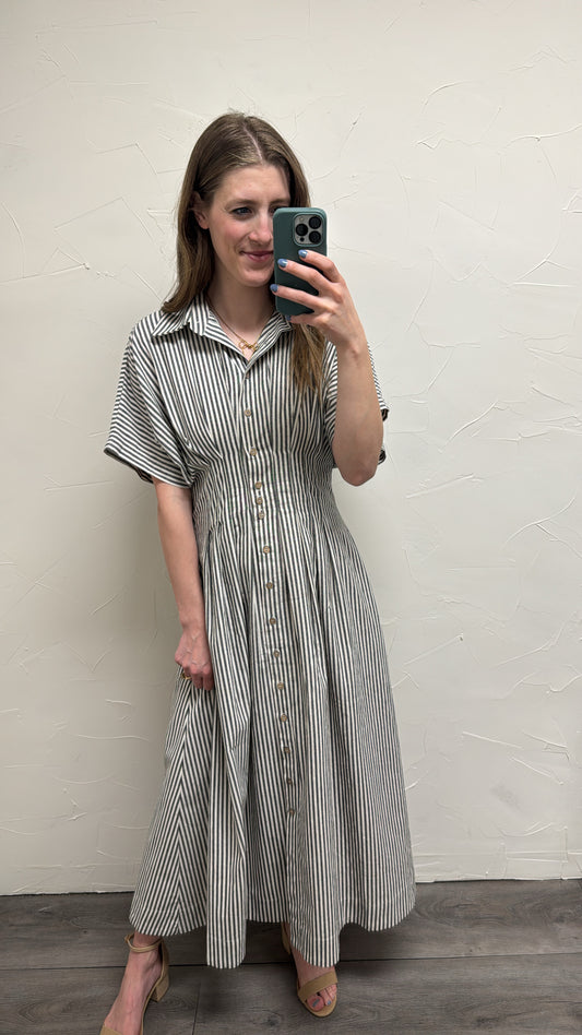 Striped Buttondown Shirt Dress