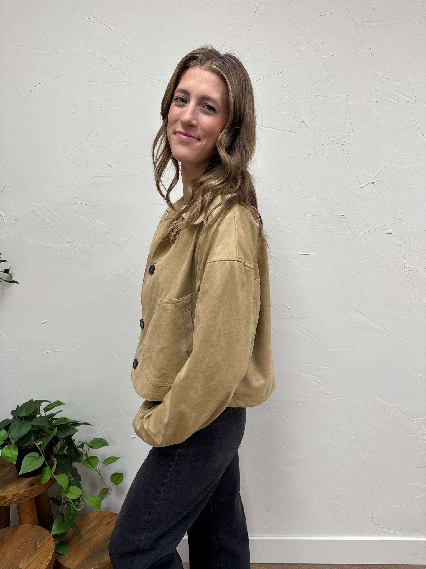 Suede Jacket with Pocket