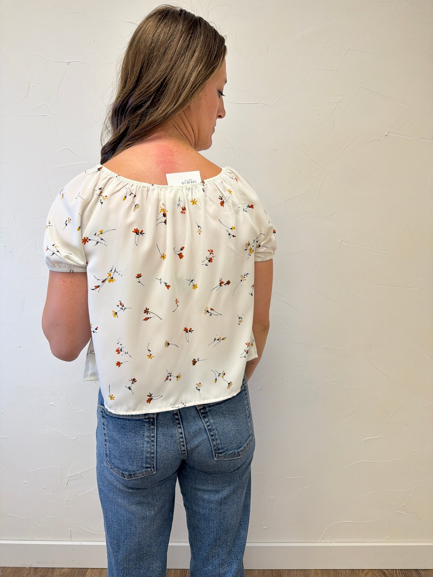 Button Up Front Floral Top