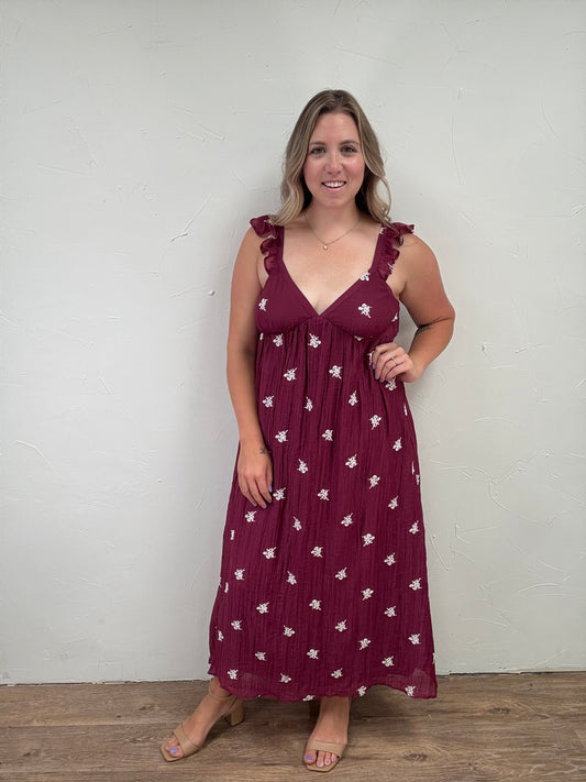 Floral Embroidered Midi Dress