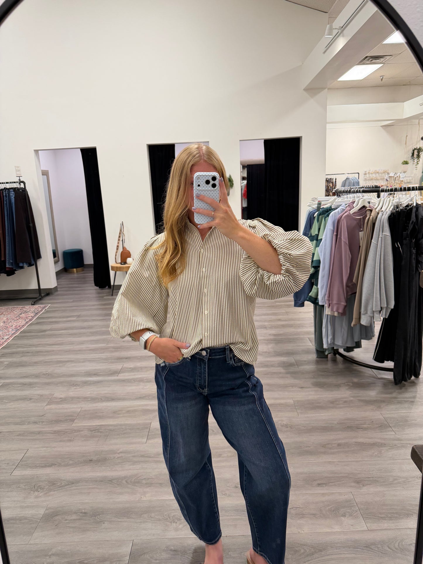 Pleated Button Down Shirt