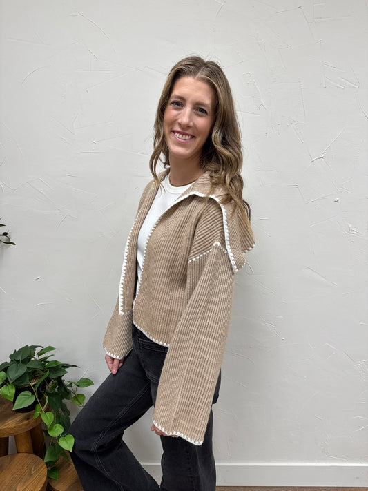 Stitch detailed sweater cardigan