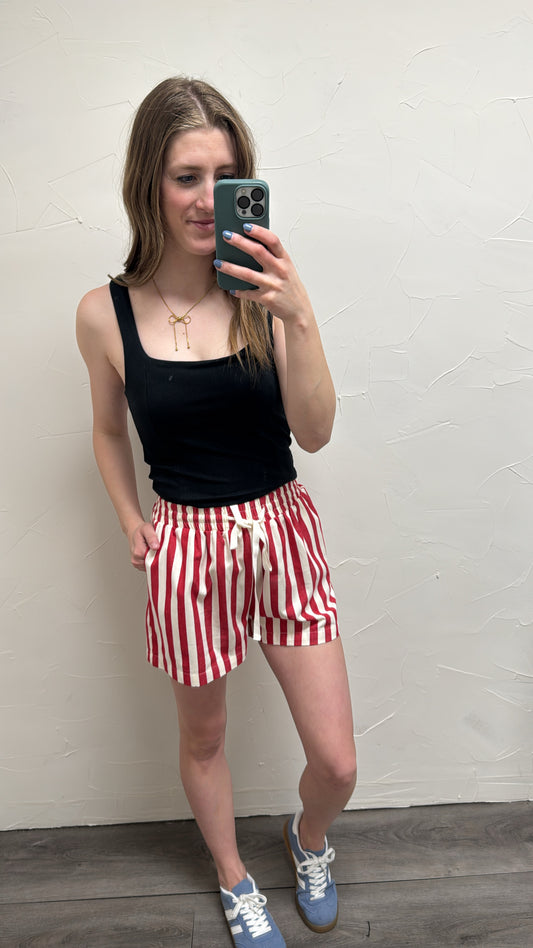 Stripe Twill Denim Shorts