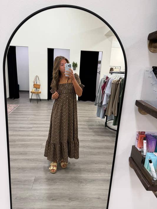 Ruching Pleated Romantic Floral Maxi Dress