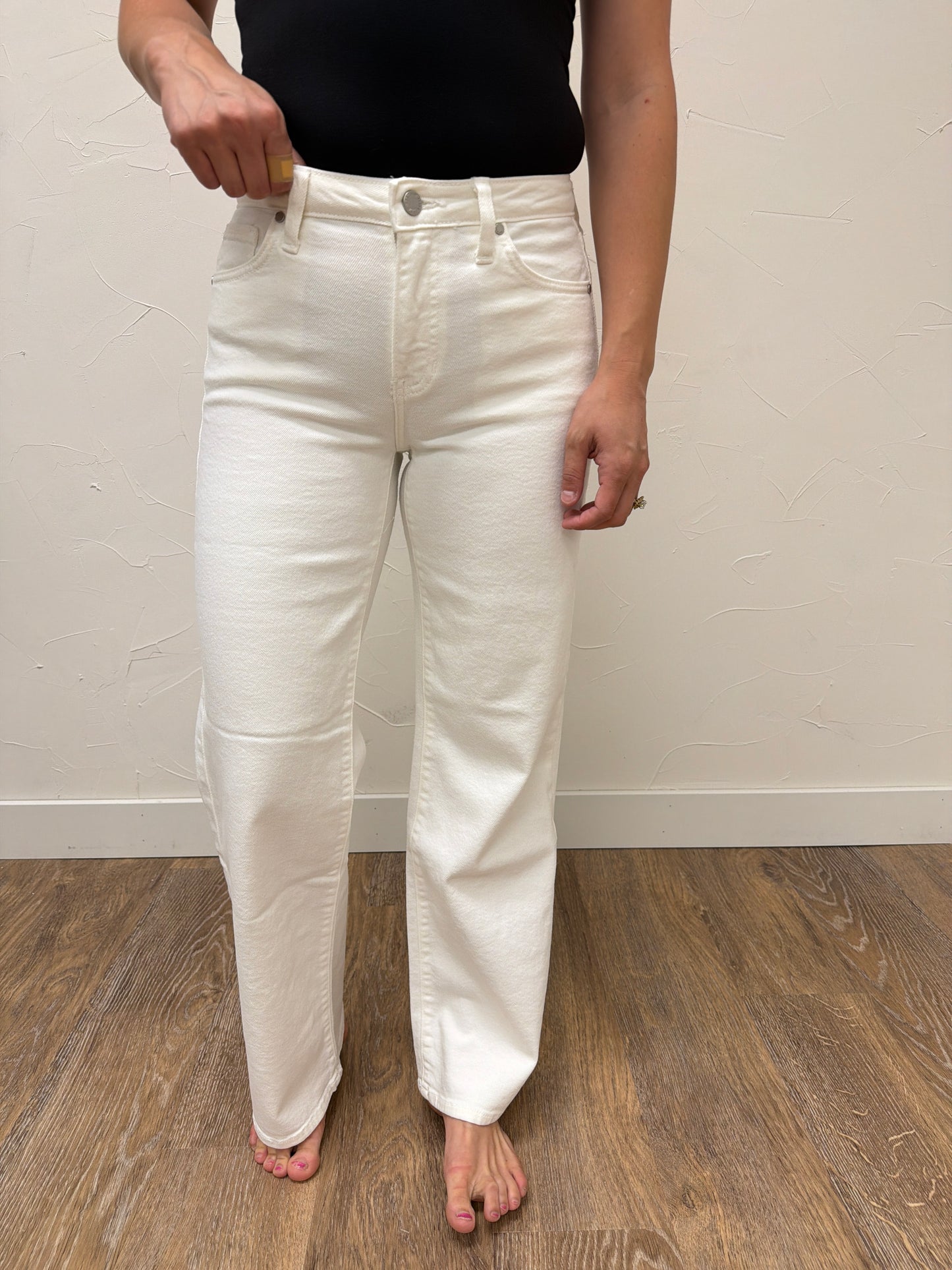 Mid Rise Slim Wide Leg