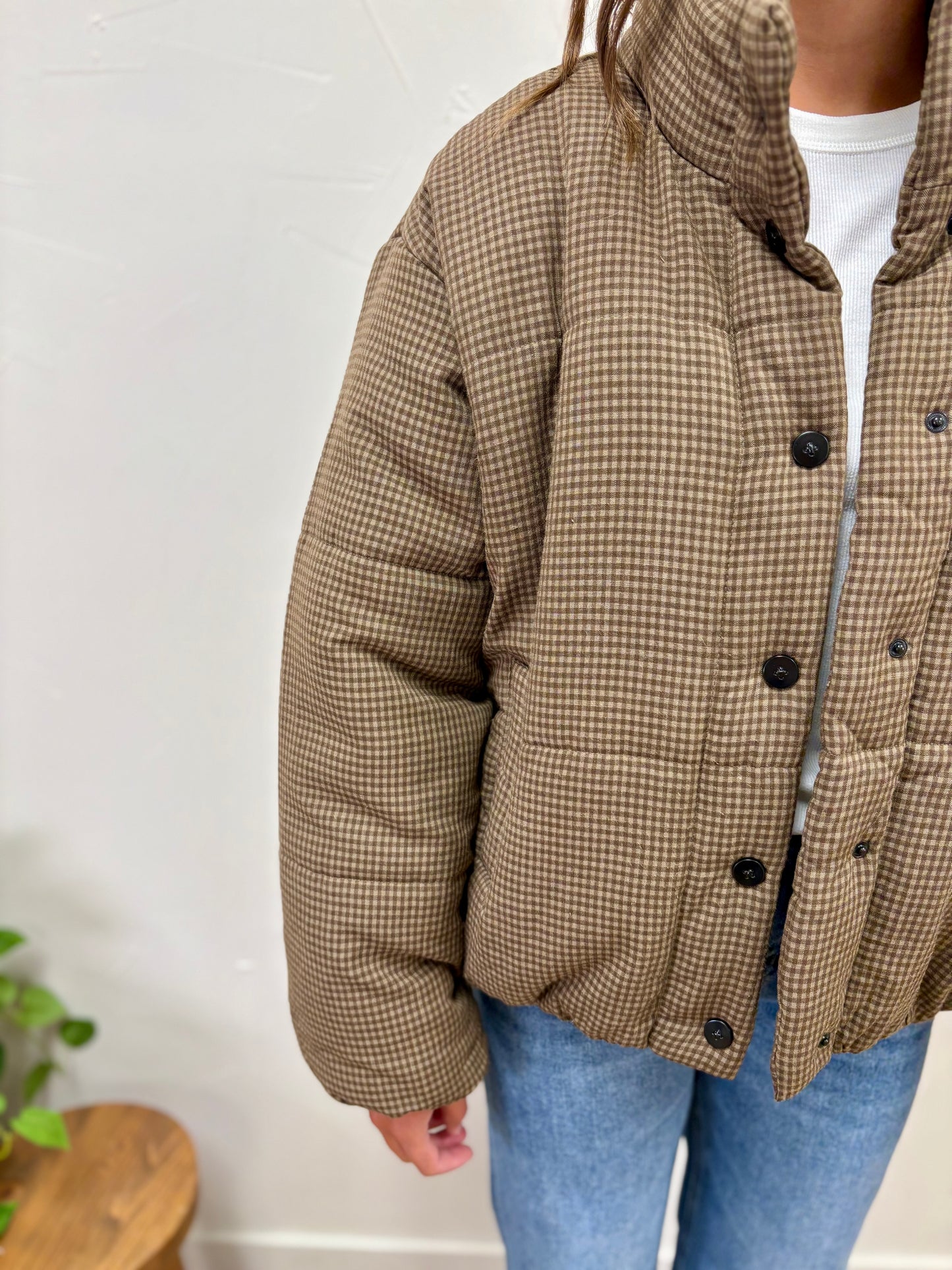 Gingham Puffer Jacket