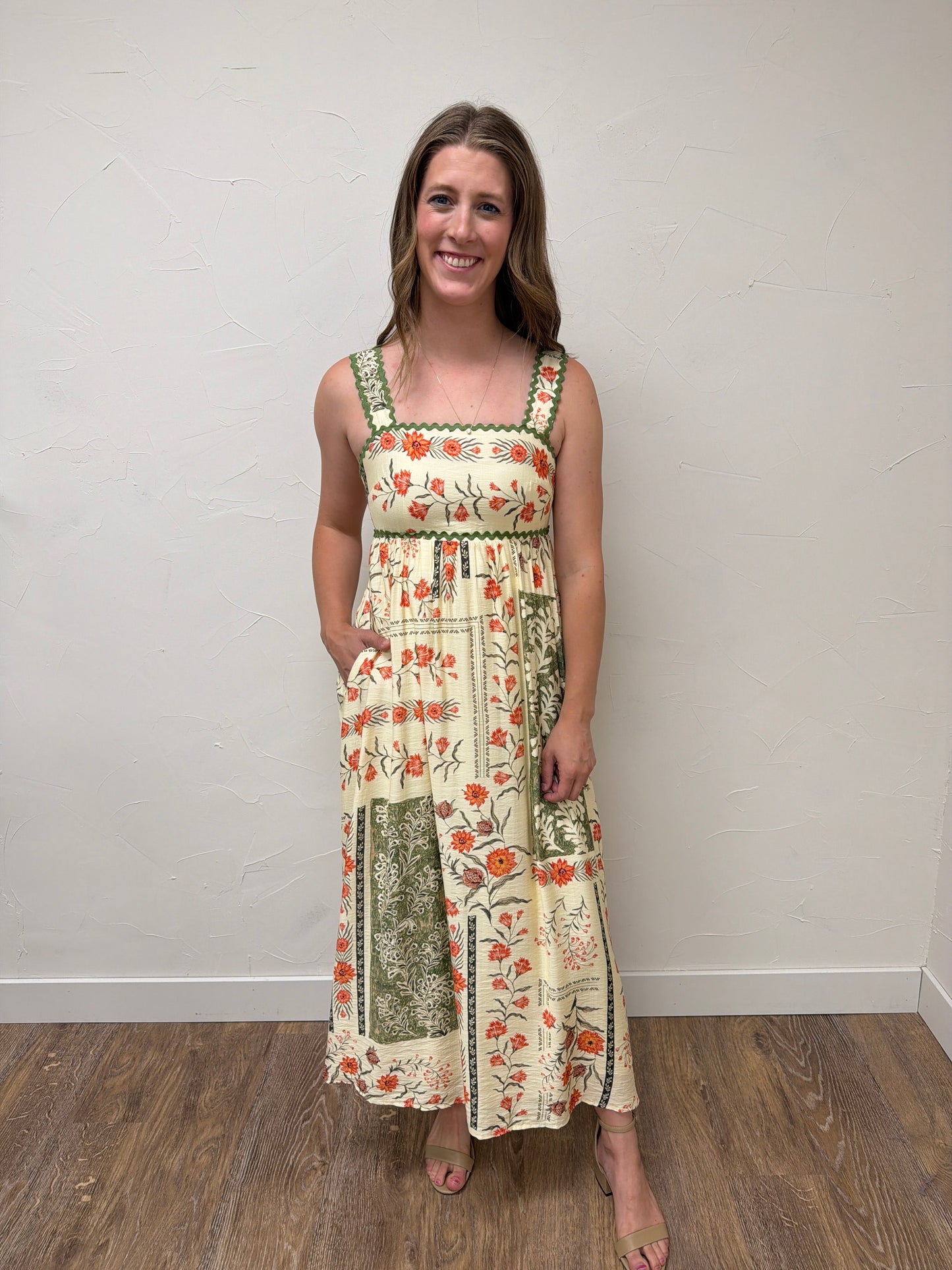 Printed open back dress