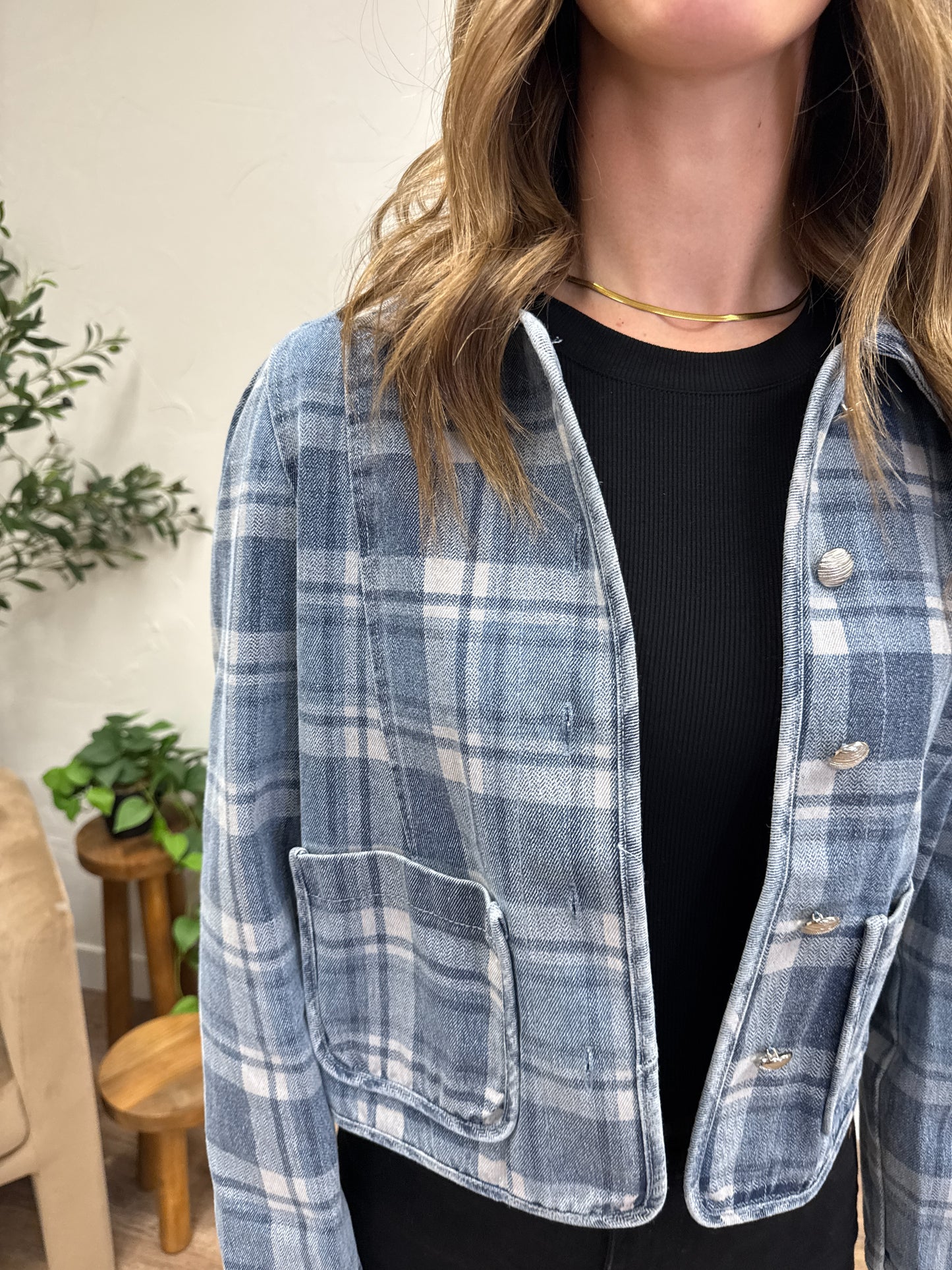 Plaid Denim Jacket