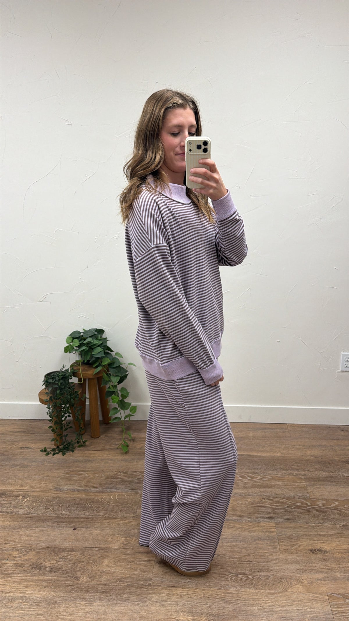 Striped Mock Neck Sweatshirt + Pants Set