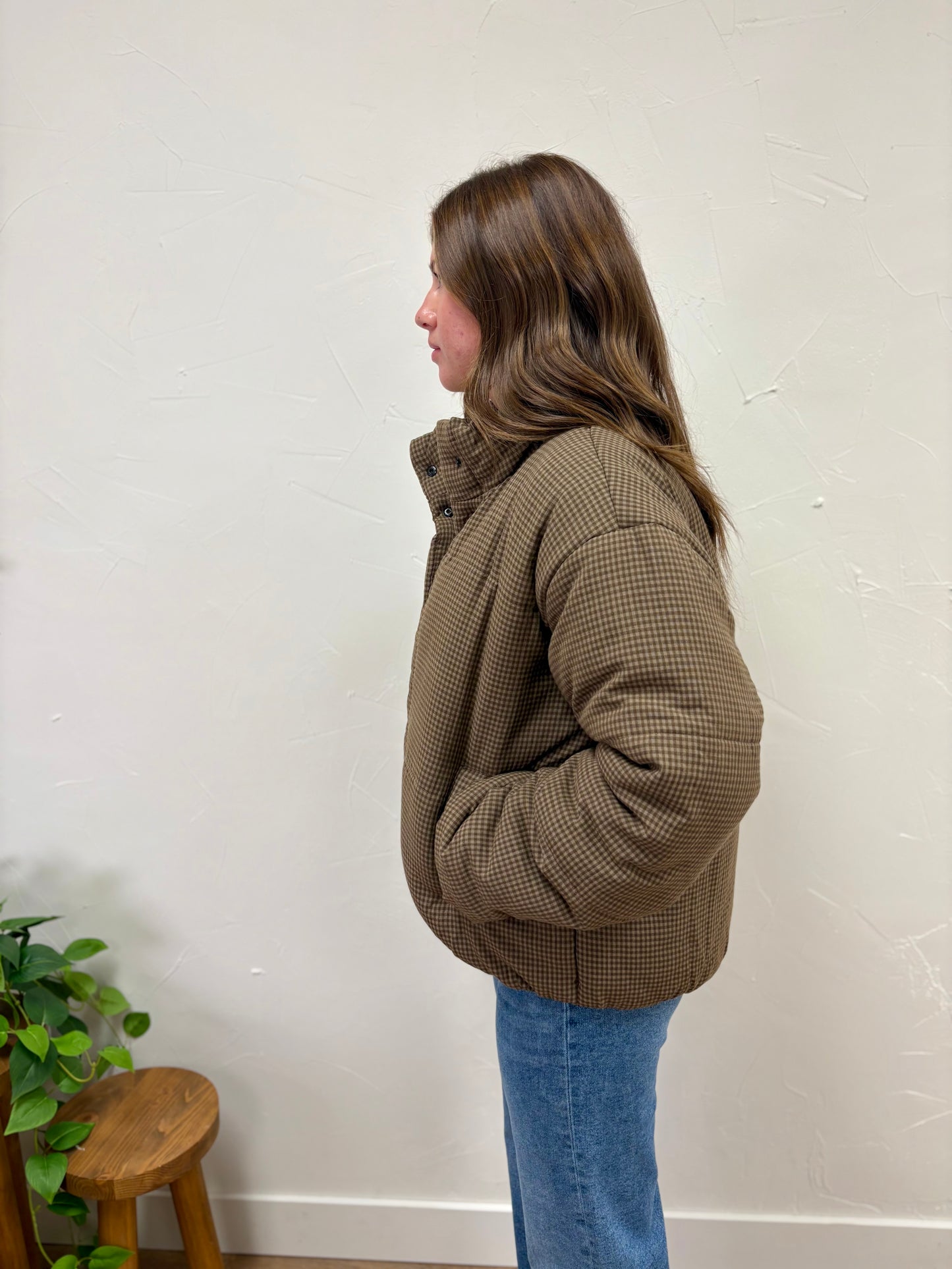 Gingham Puffer Jacket