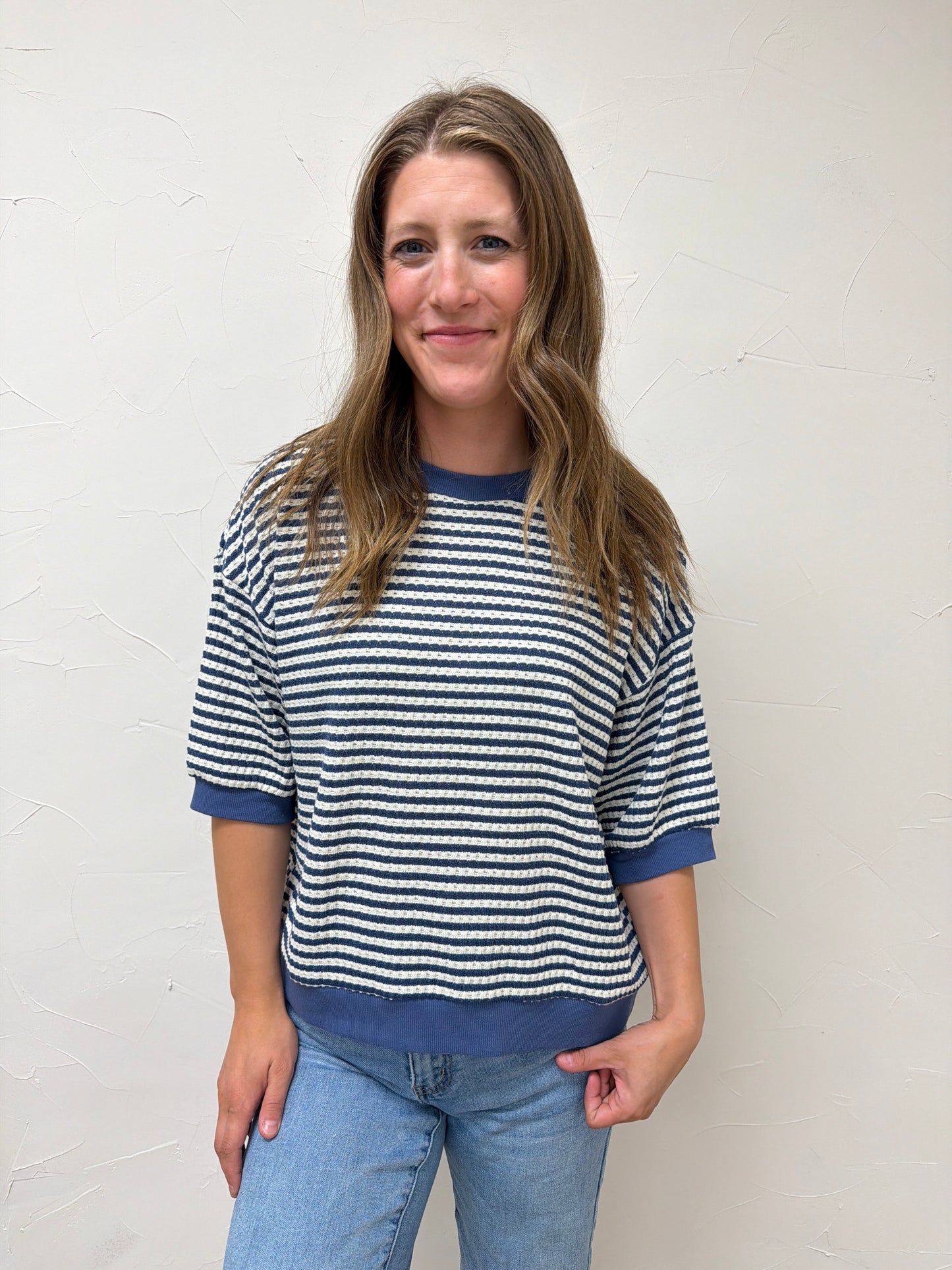 Textured Stripe Knit Top