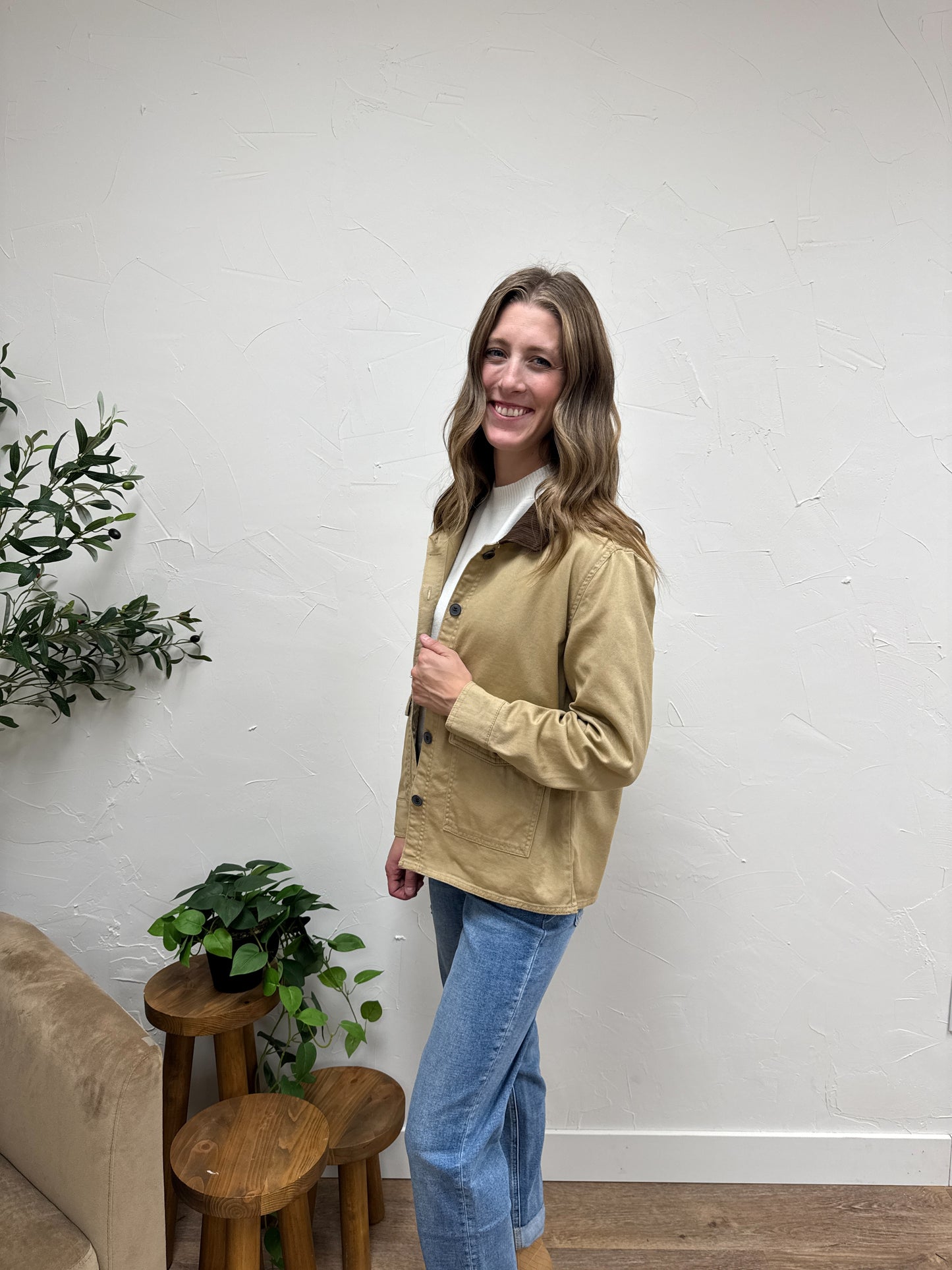 Work Jacket with Corduroy Collar