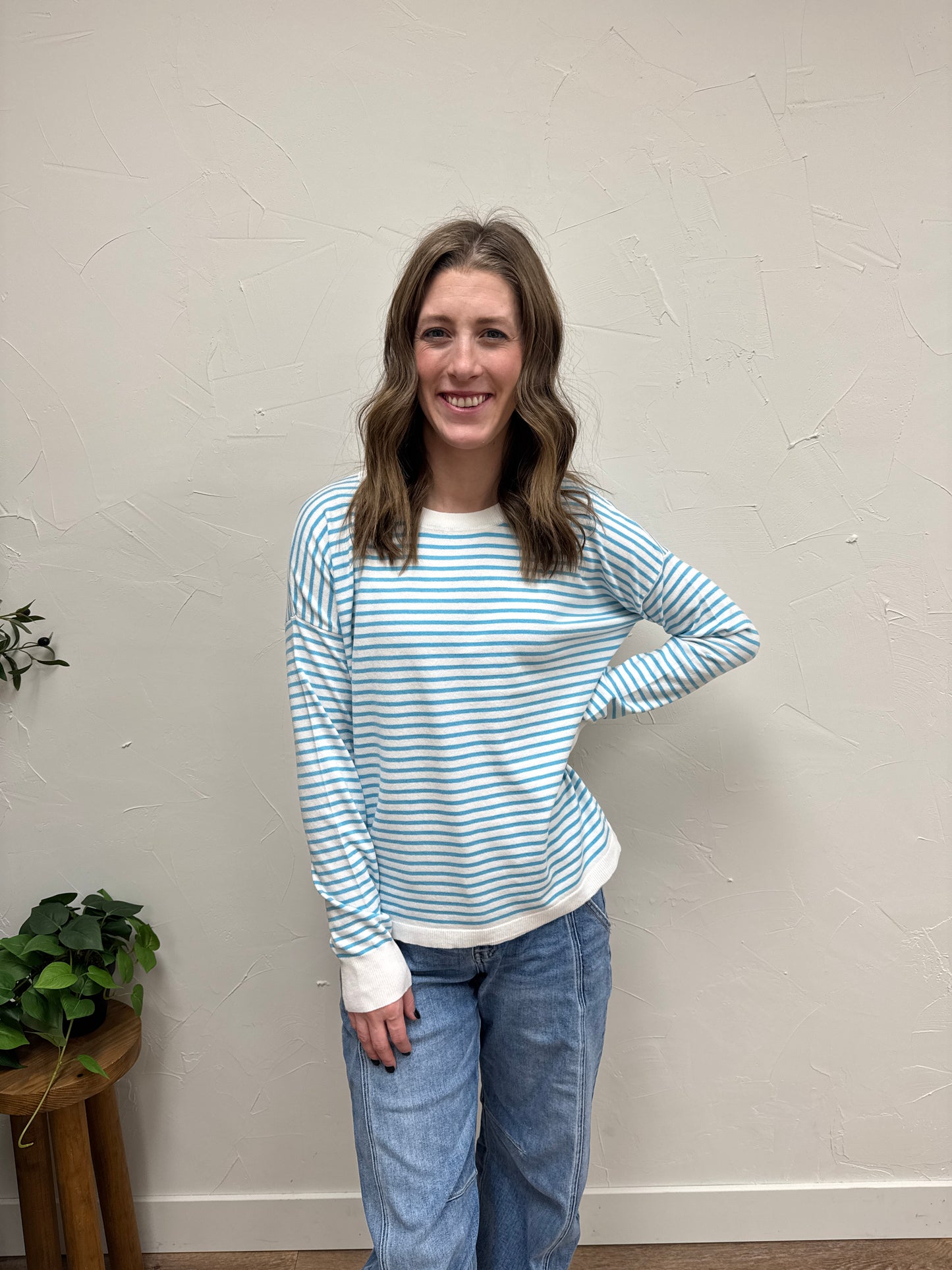 Pullover Striped Crew Neck