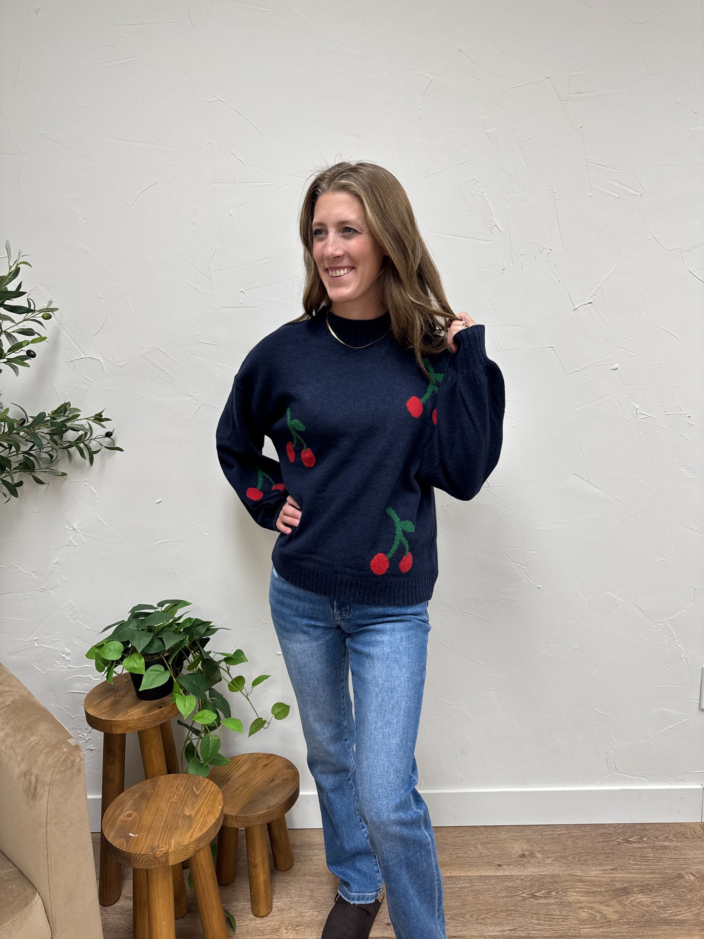 Cherry On Top Mock Sweater