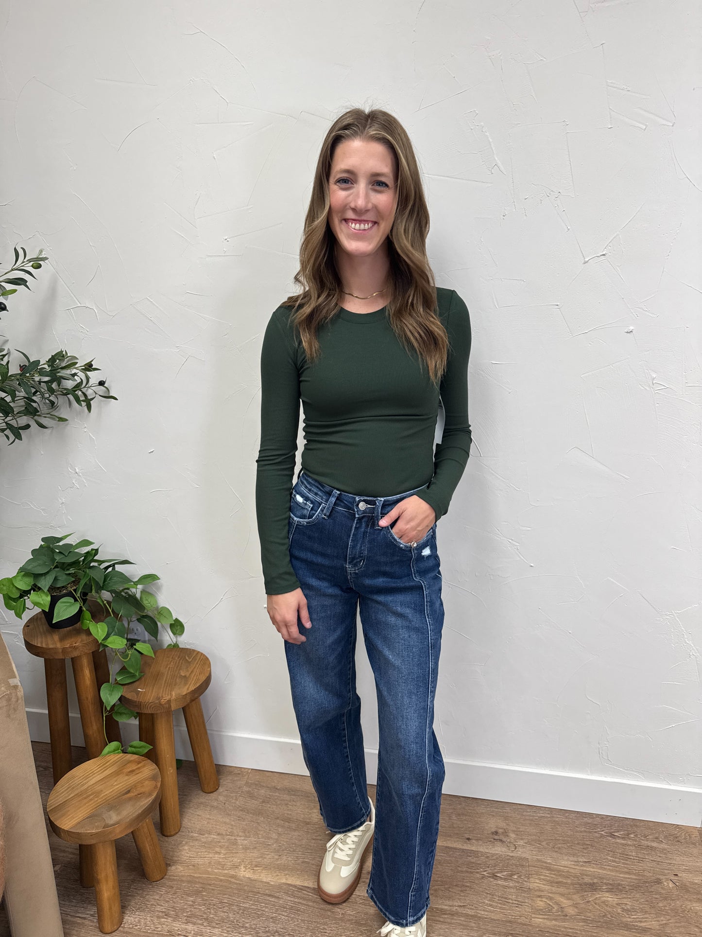 Long Sleeve Micro Ribbed Top