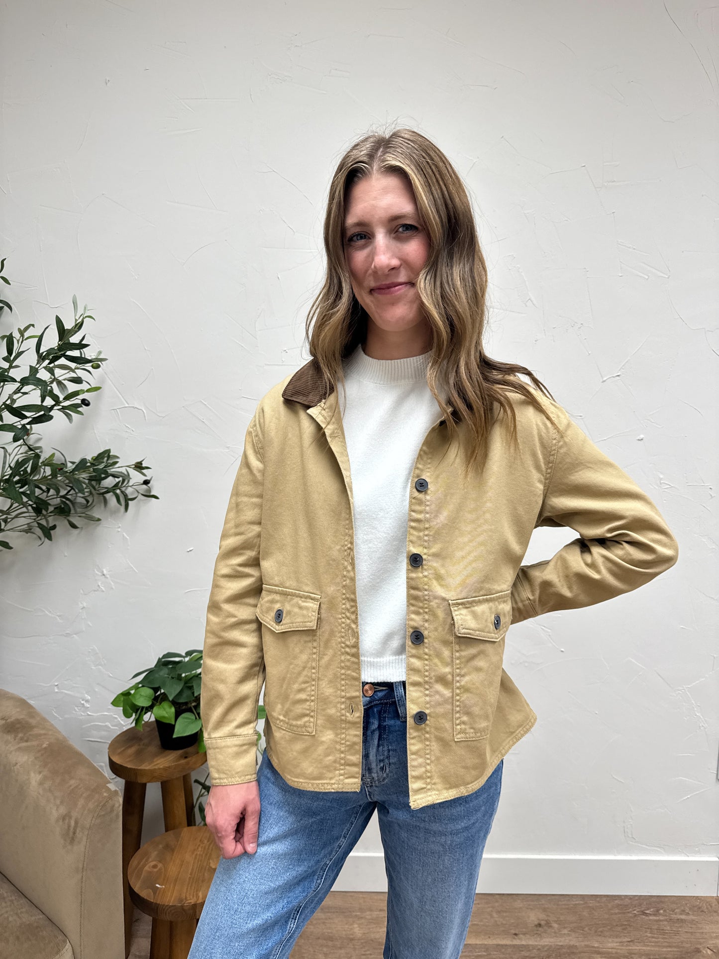 Work Jacket with Corduroy Collar