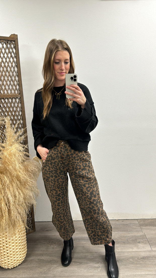 Leopard Barrel Jean