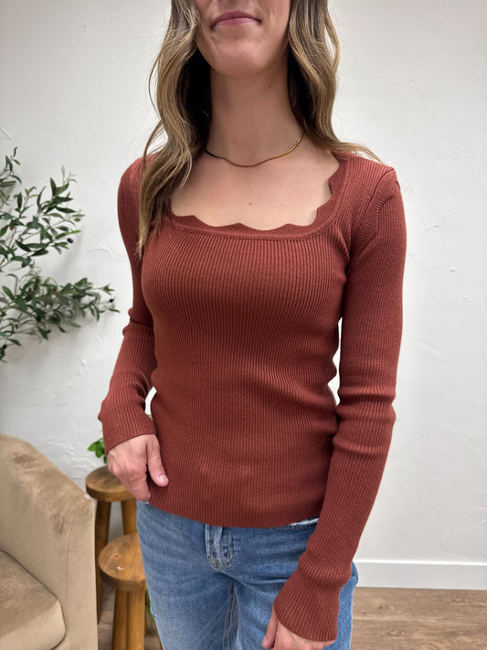 Scallop Long Sleeve Sweater