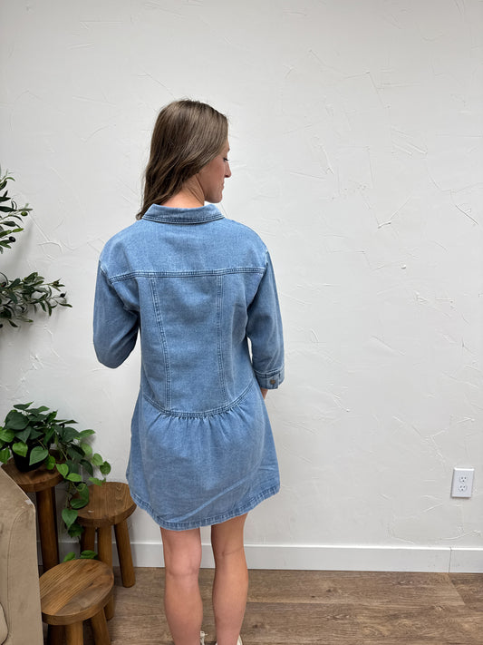 Button Up Midi Denim Dress