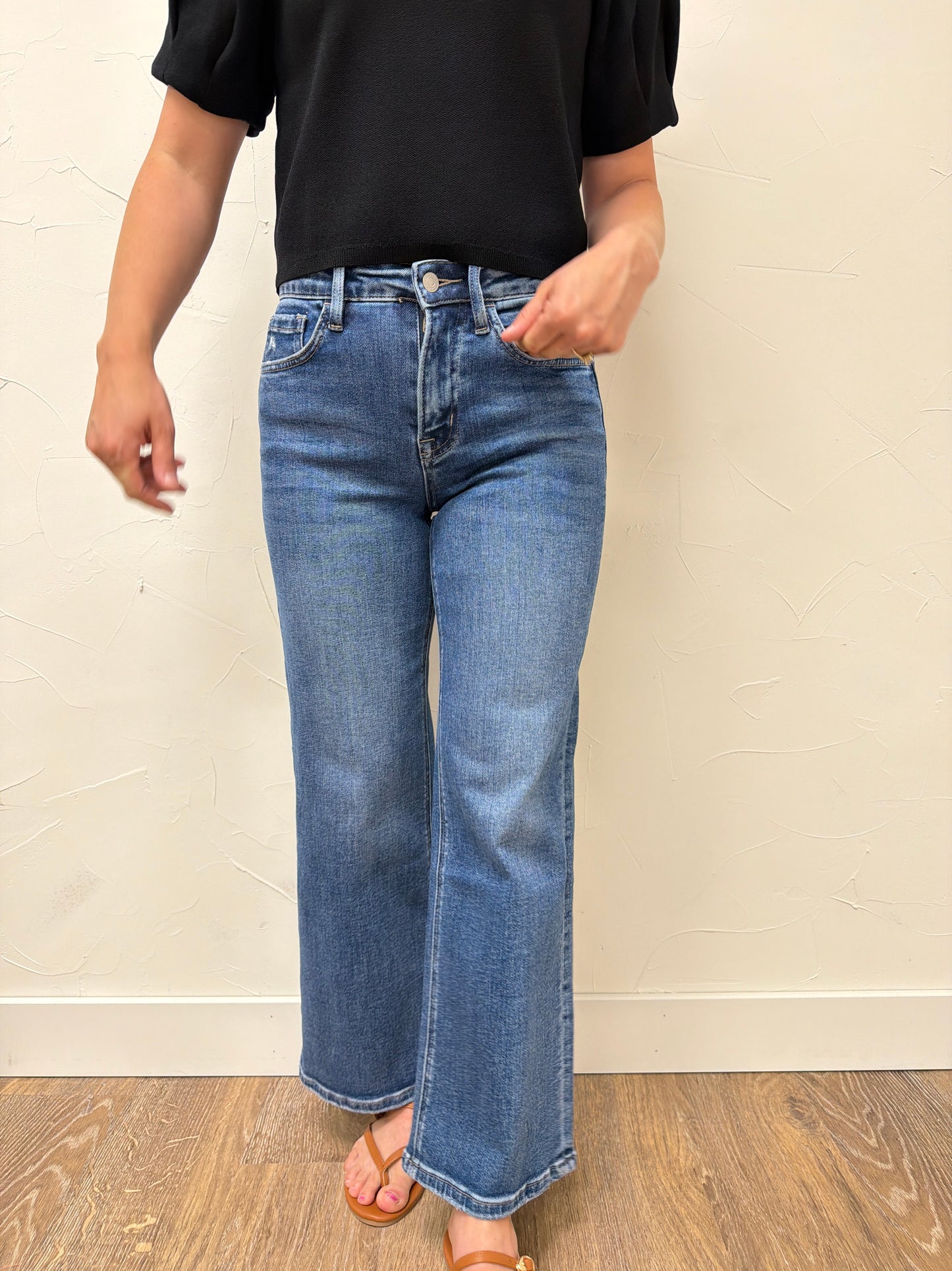 High Rise Ankle Wide Leg Vervet Denim