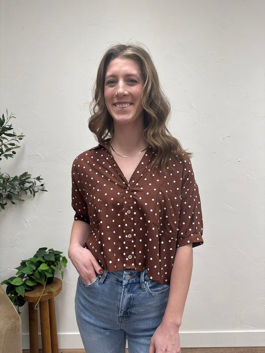 Polka Dot Button-Up Shirt