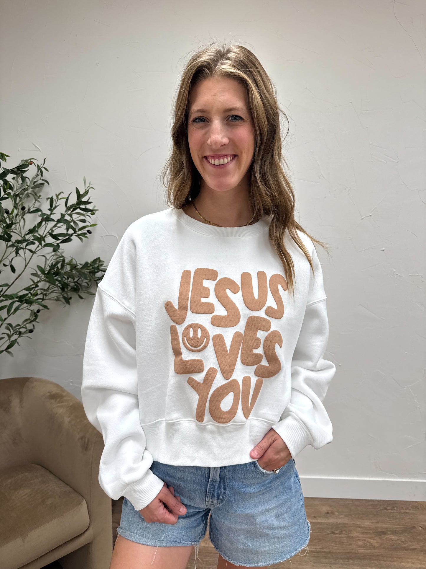 Jesus Loves You Crop Sweatshirt