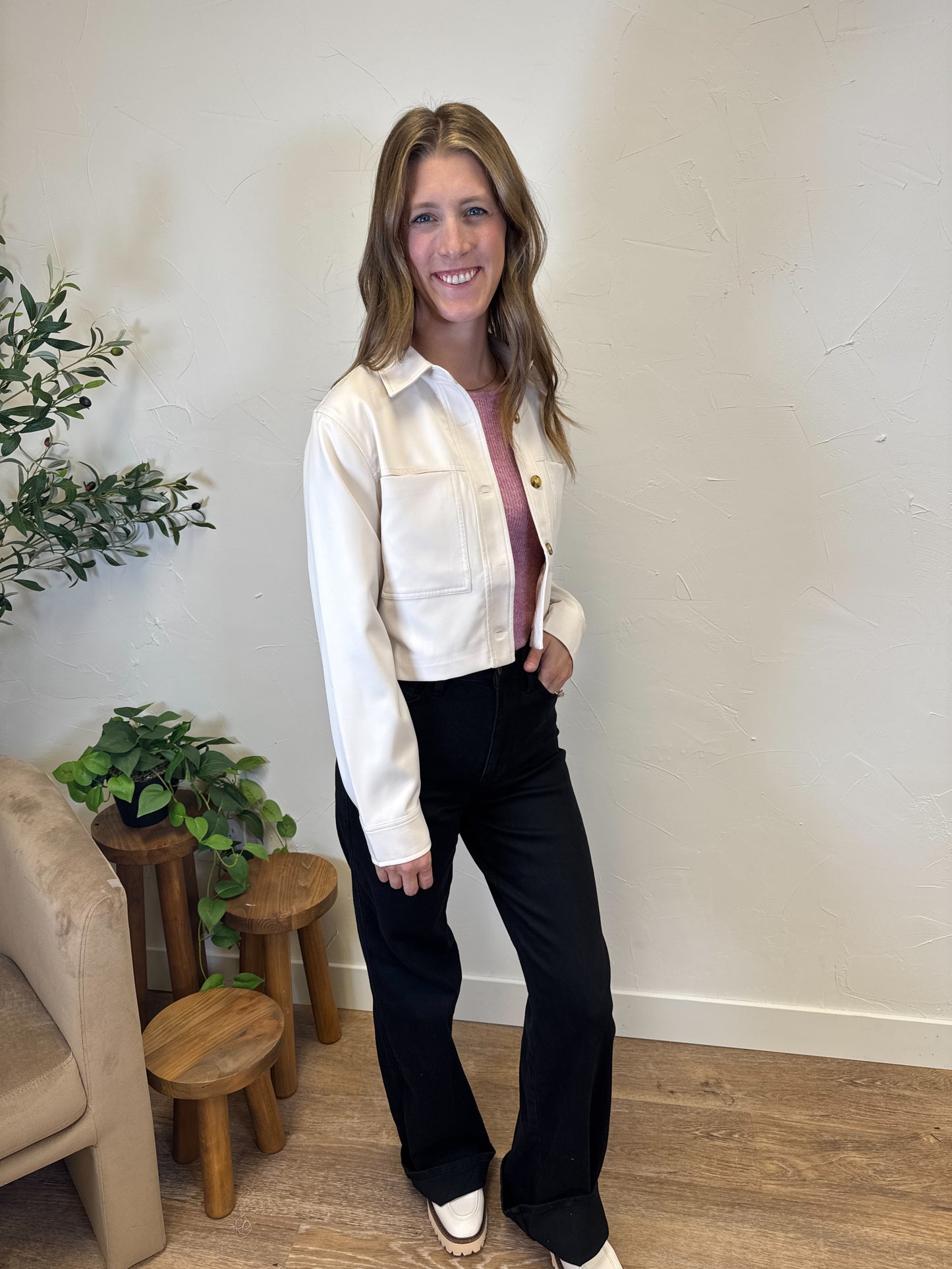 Button Down Cropped Jacket