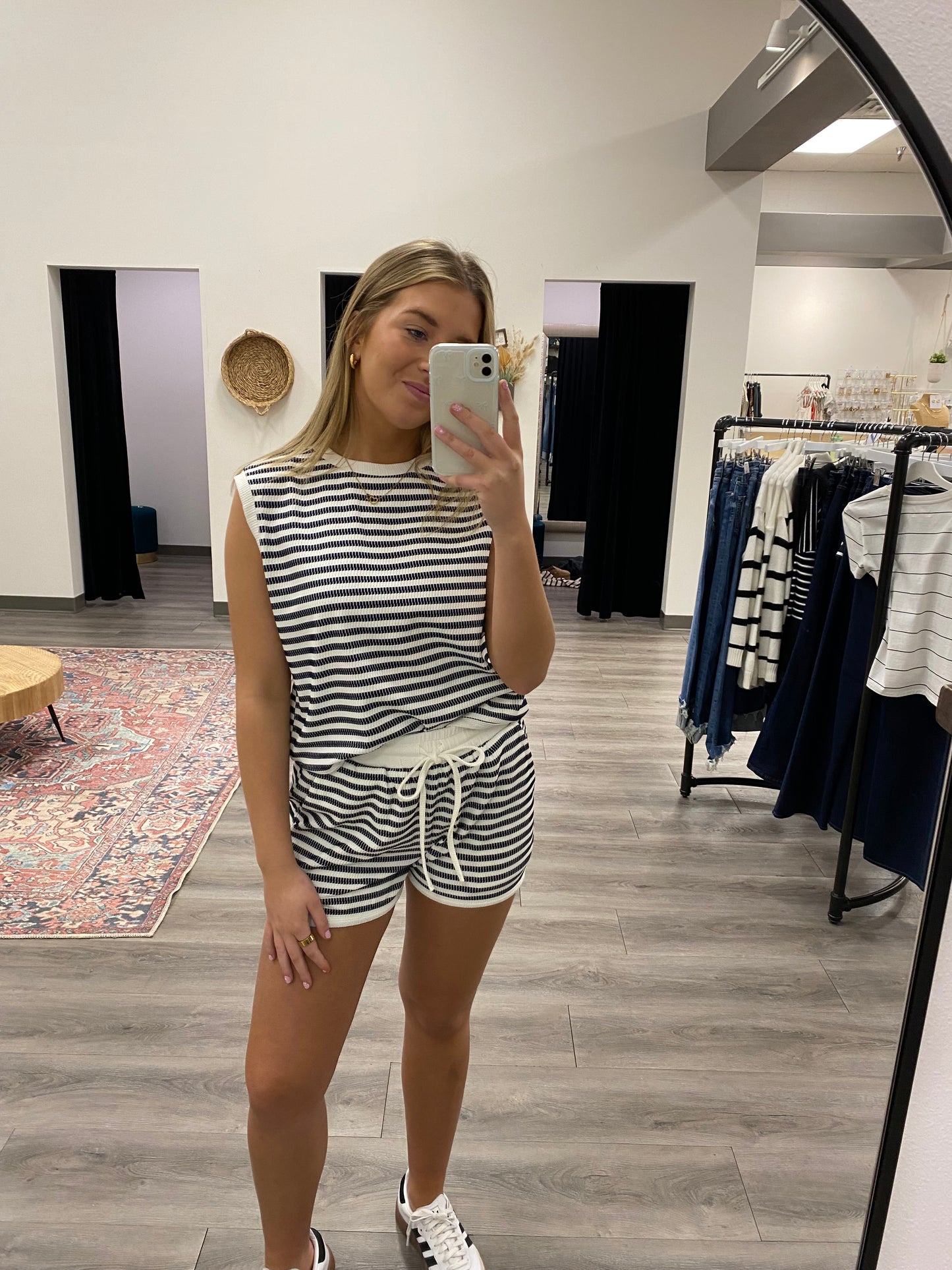 Contrast Striped Tank and Short Set