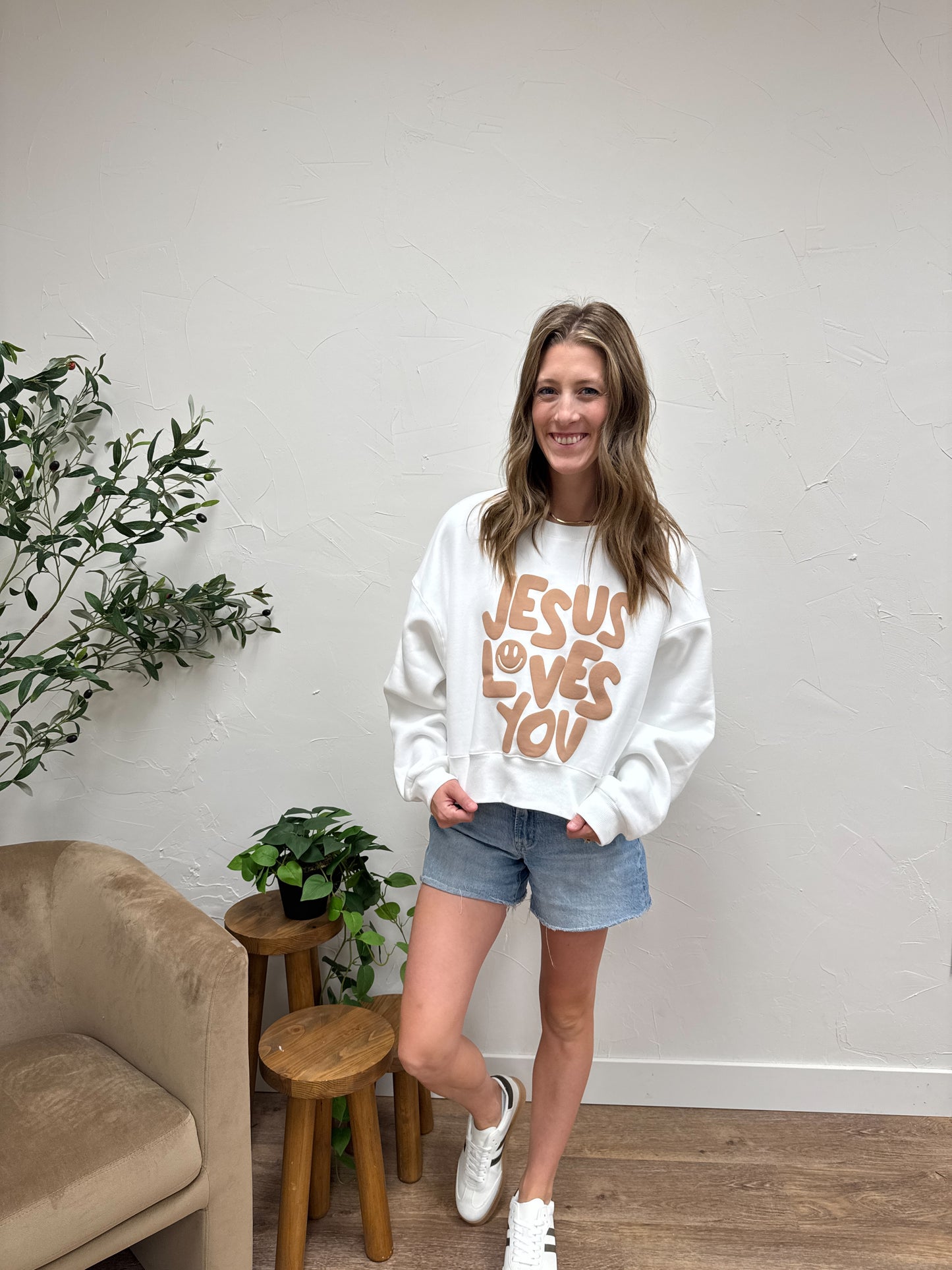 Jesus Loves You Crop Sweatshirt