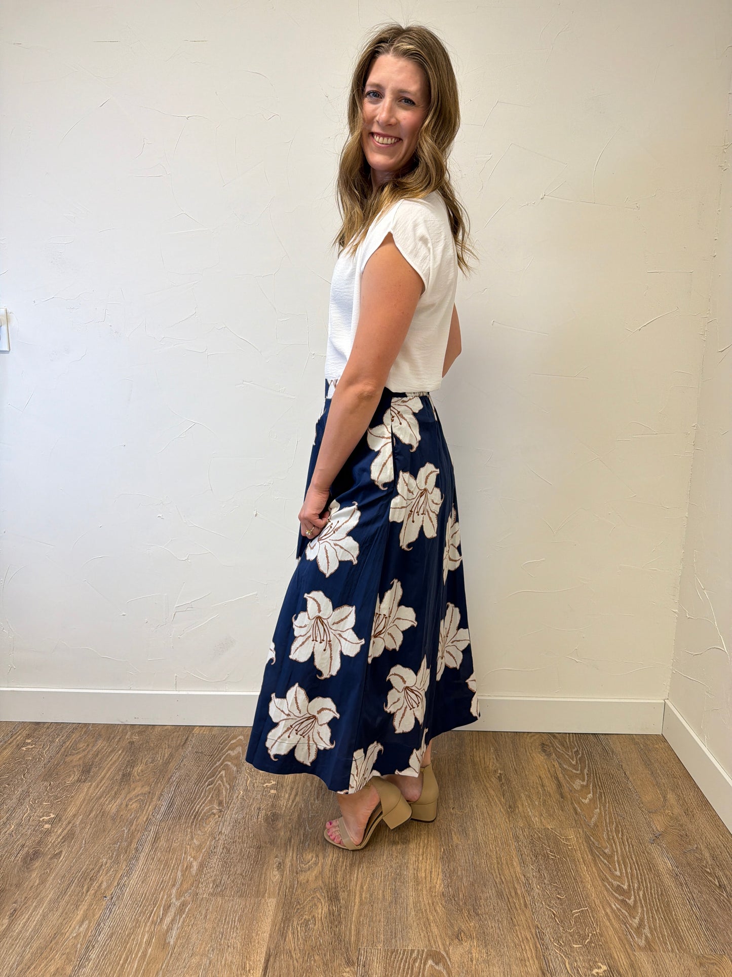 Floral Print Midi Skirt