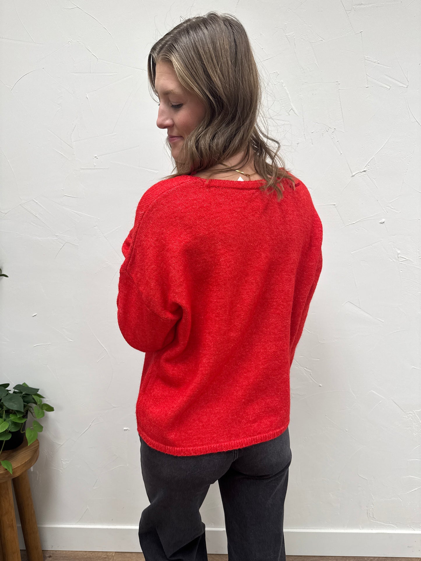 Brushed Front Tie Sweater