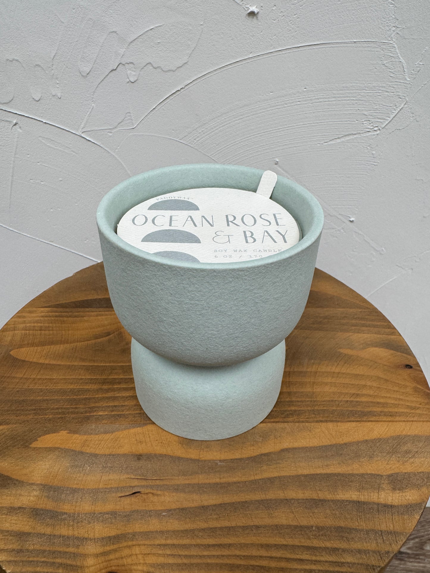 Matte Hourglass Ceramic Paddywax Candle Ocean Rose + Bay