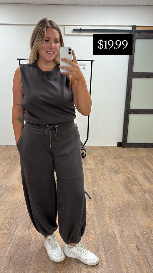 Mineral Washed Open Back Jumpsuit
