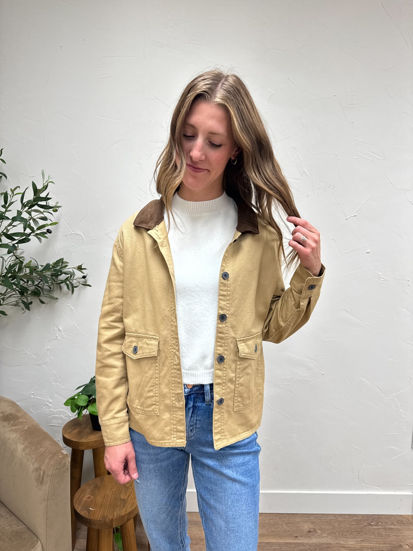 Work Jacket with Corduroy Collar
