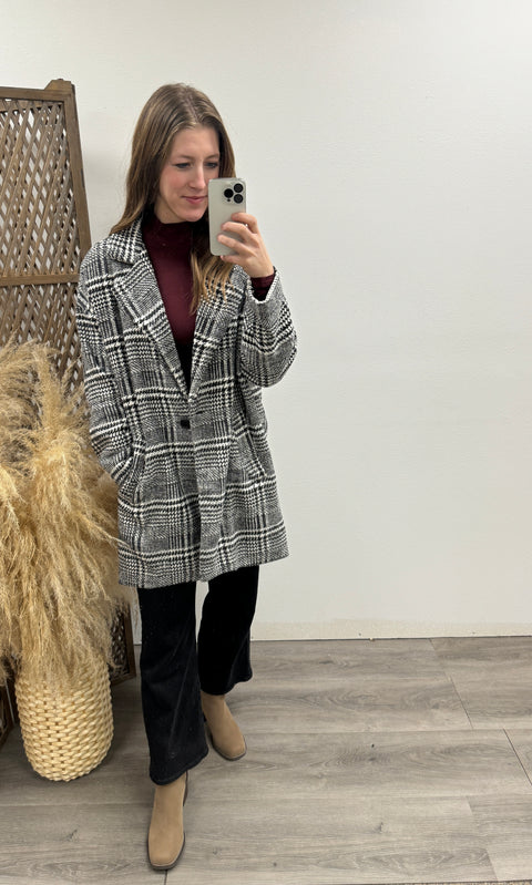 Plaid Coat with Pockets