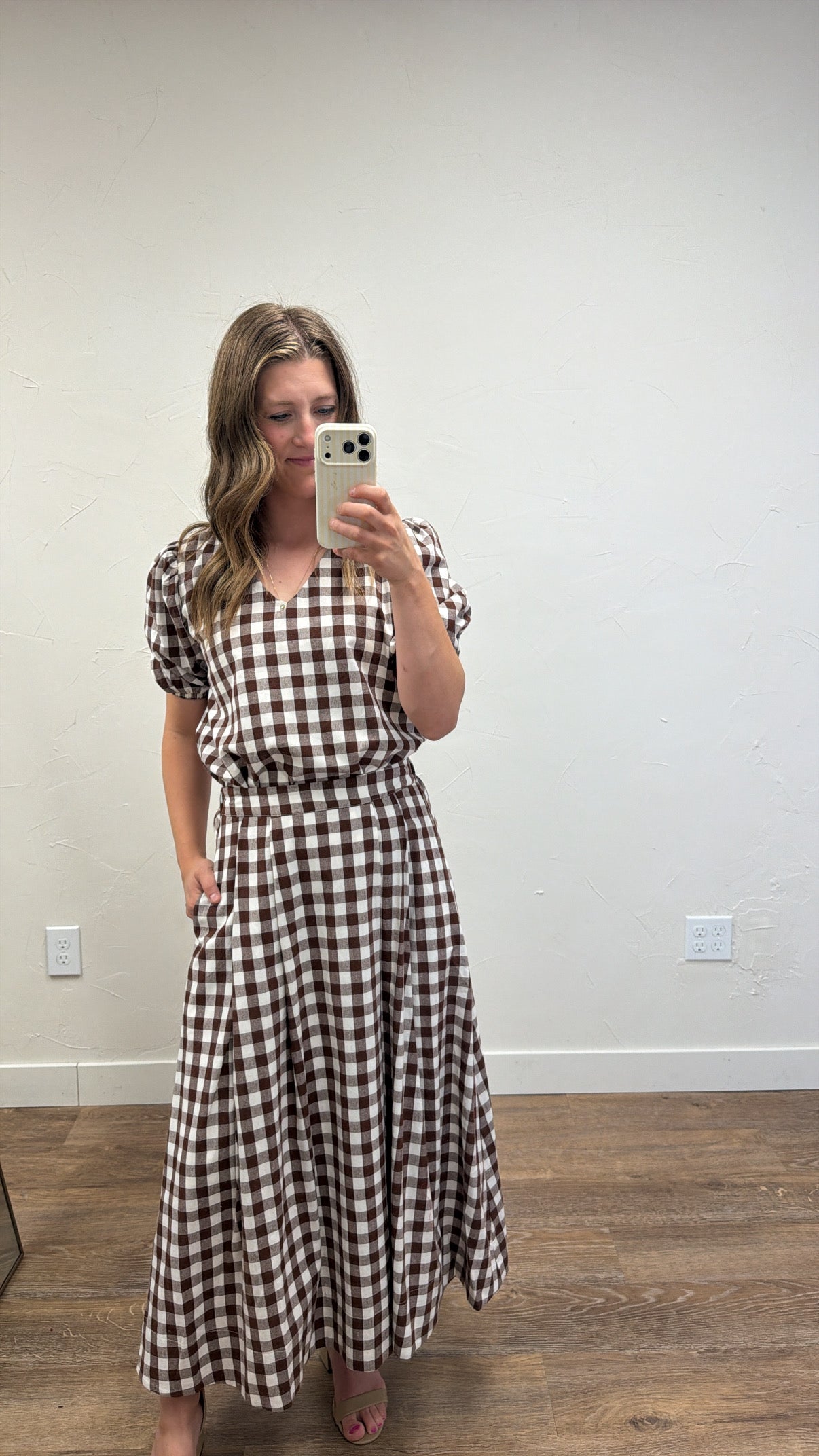 Gingham Checkered Midi Skirt