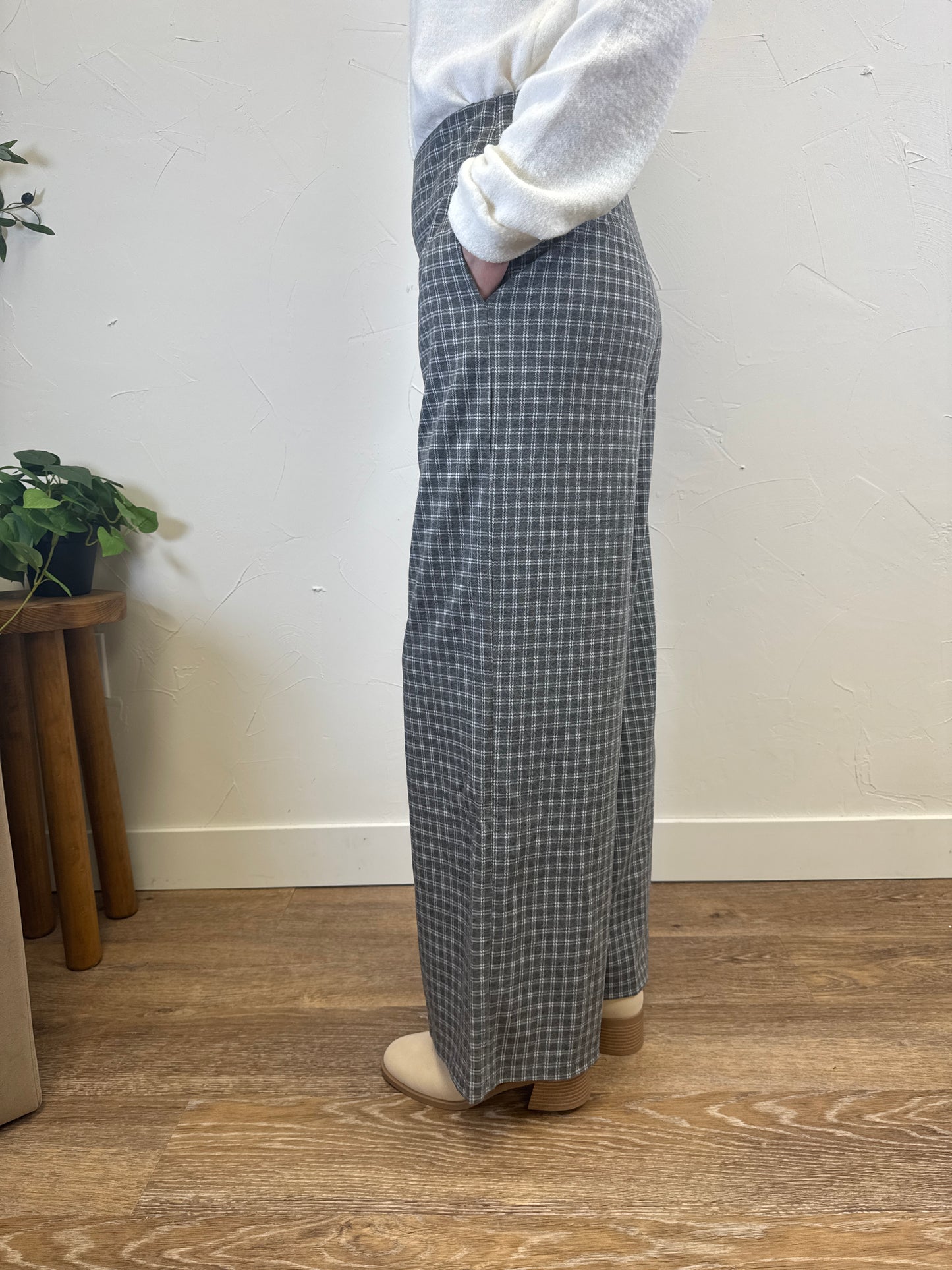 Plaid Wide Leg Pant
