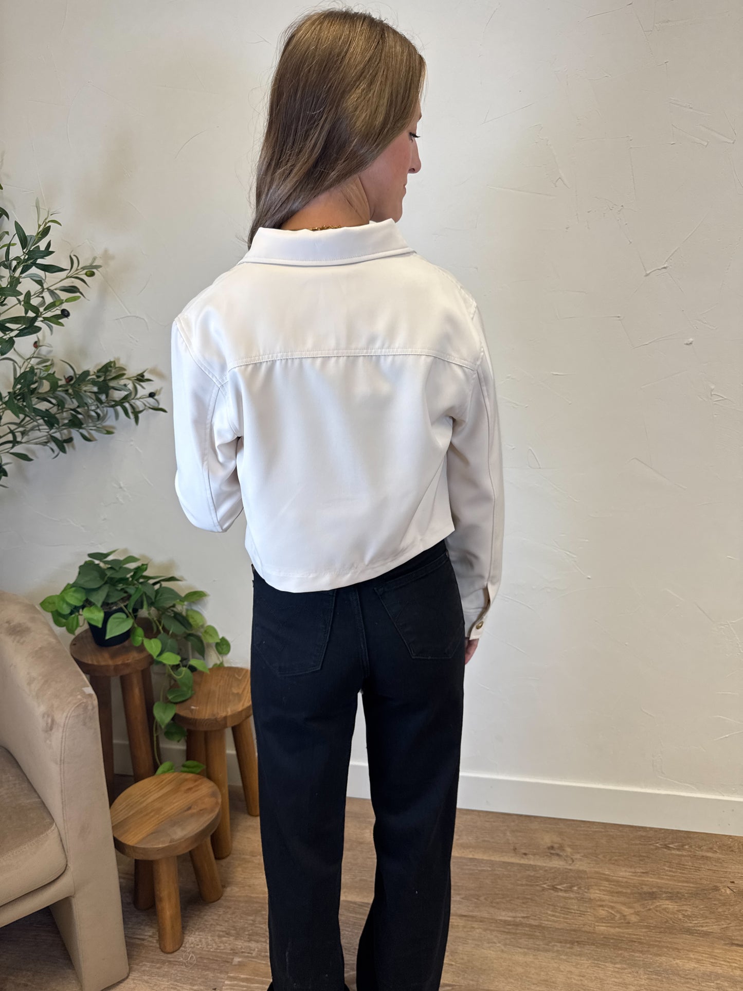 Button Down Cropped Jacket