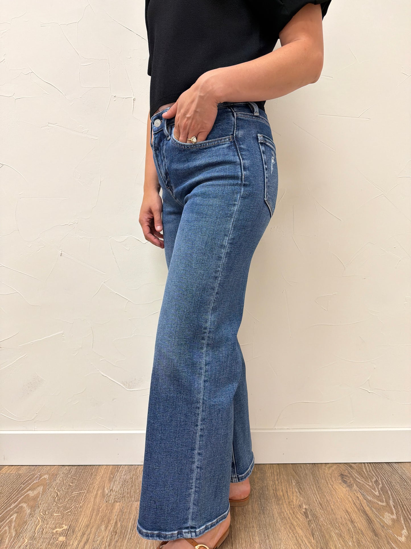 High Rise Ankle Wide Leg Vervet Denim