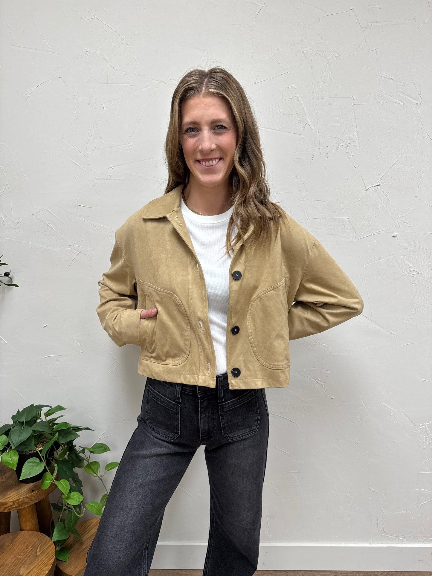 Suede Jacket with Pocket