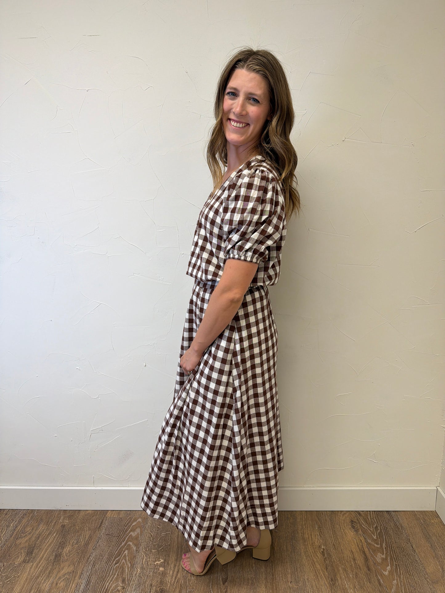Gingham Checkered Midi Skirt