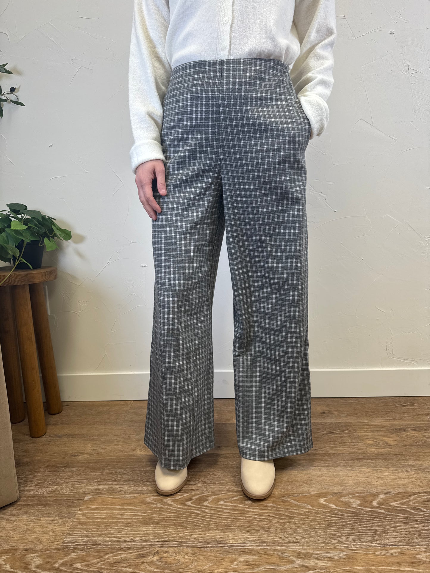 Plaid Wide Leg Pant
