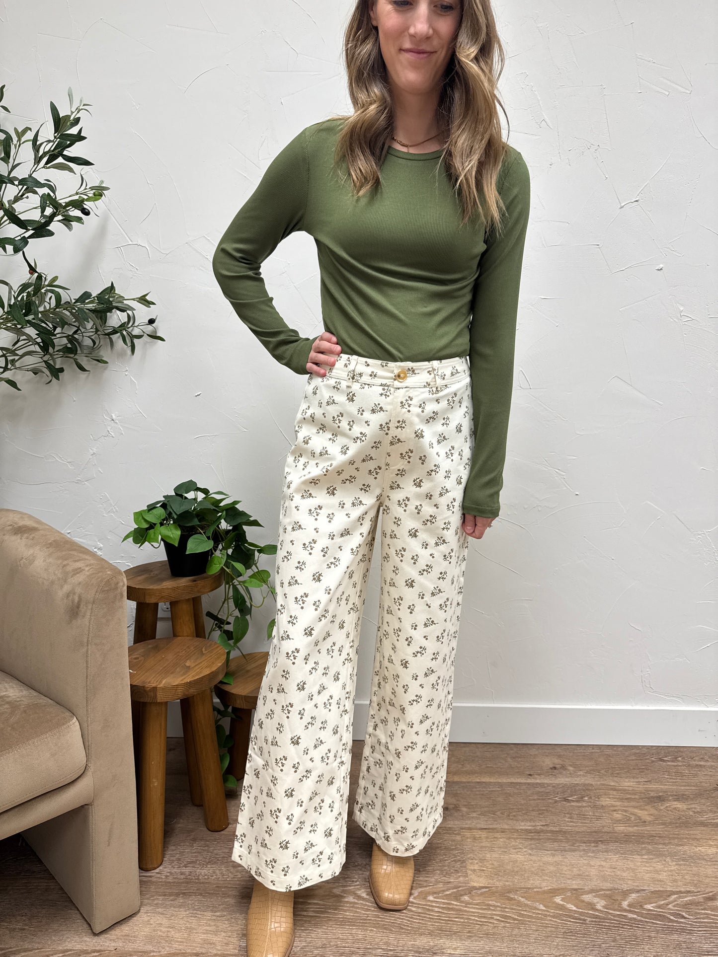 Floral Denim Pants
