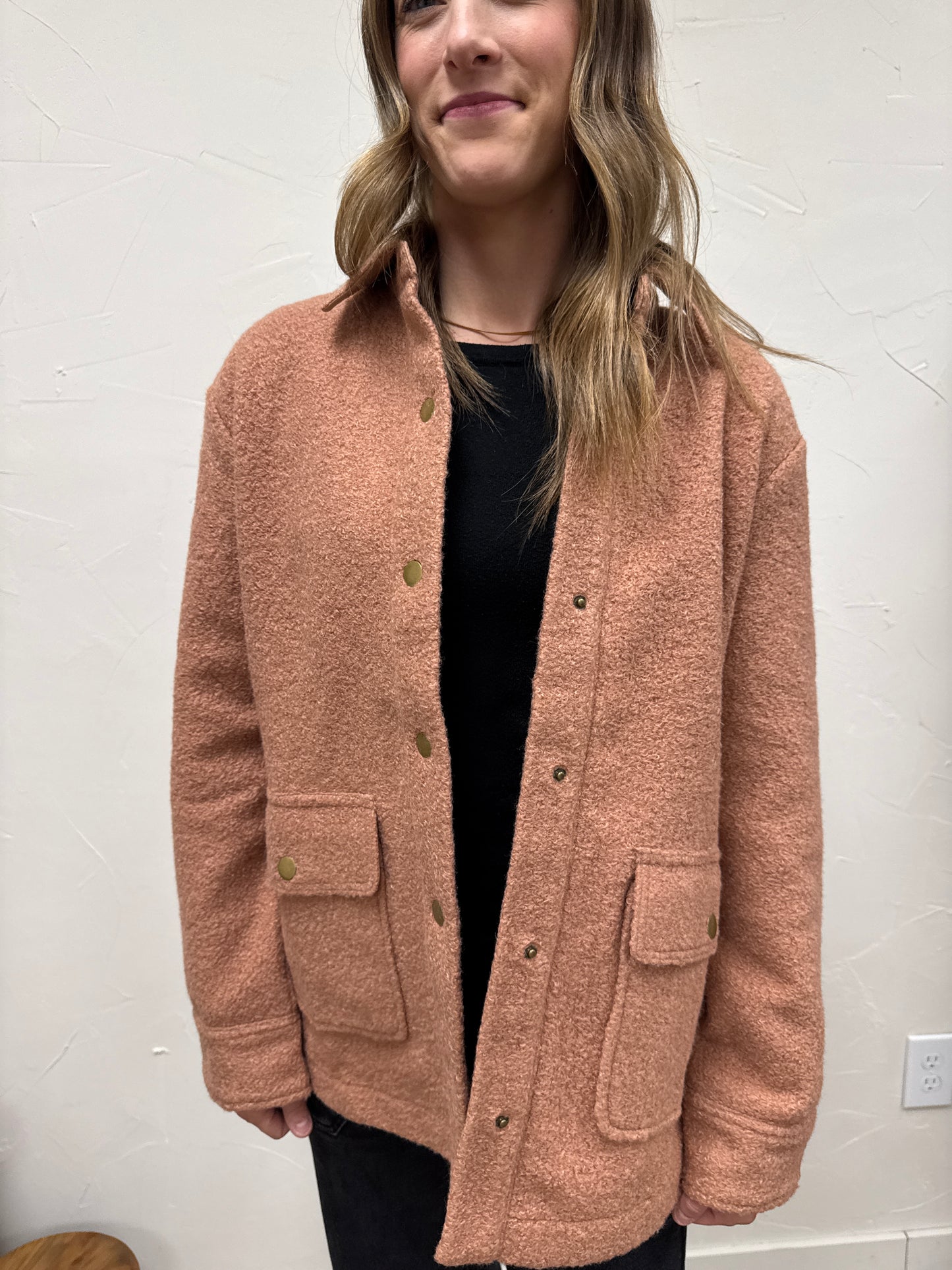 Snap Button Teddy Jacket