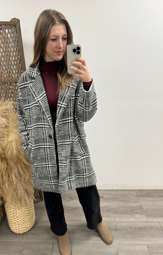 Plaid Coat with Pockets