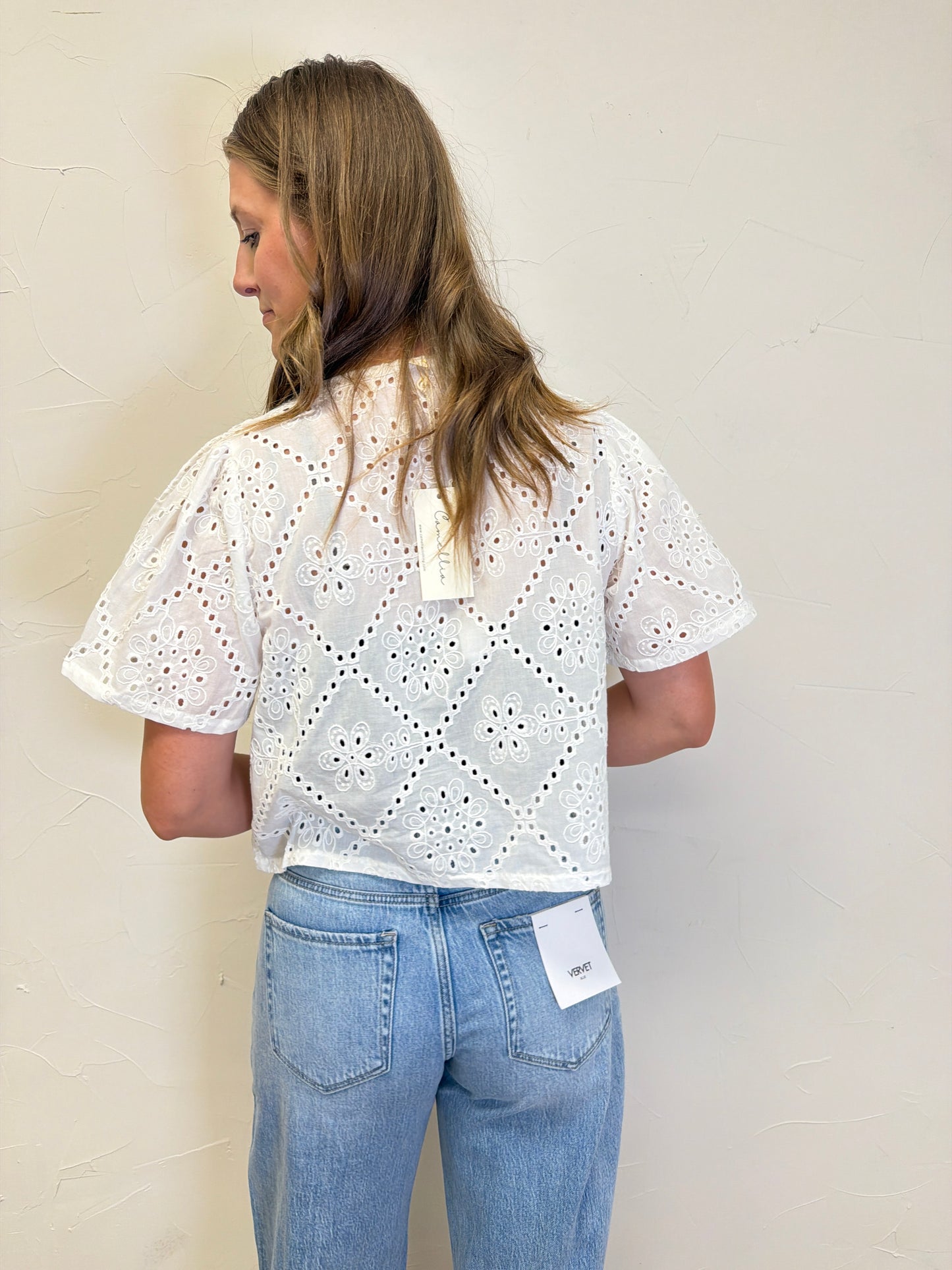 Broderie Anglaise Short Sleeve Blouse
