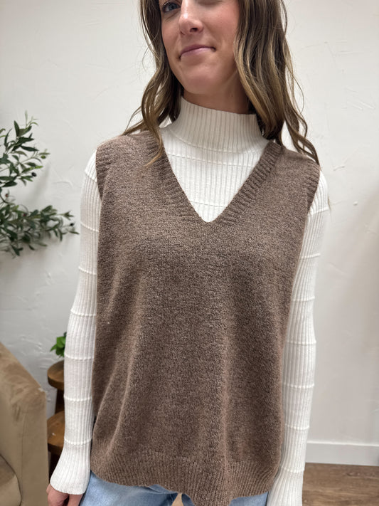 V-Neck Sleeveless Solid Sweater Vest